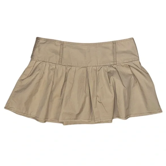 American Eagle AEO ~ Vintage Y2K 100% Cotton Beige Micro Mini Skirt - Size 8 - Picture 2 of 4